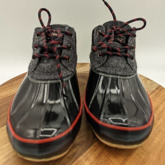 Bass Mandarin‎ Short Duck Boots Woman's Size 6 Black Gray Wool - Picture 2 of 14